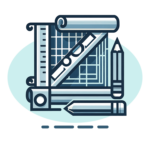 Blueprints and planning tools system design icon
